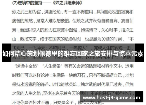 如何精心策划佩德里的难忘回家之旅安排与惊喜元素